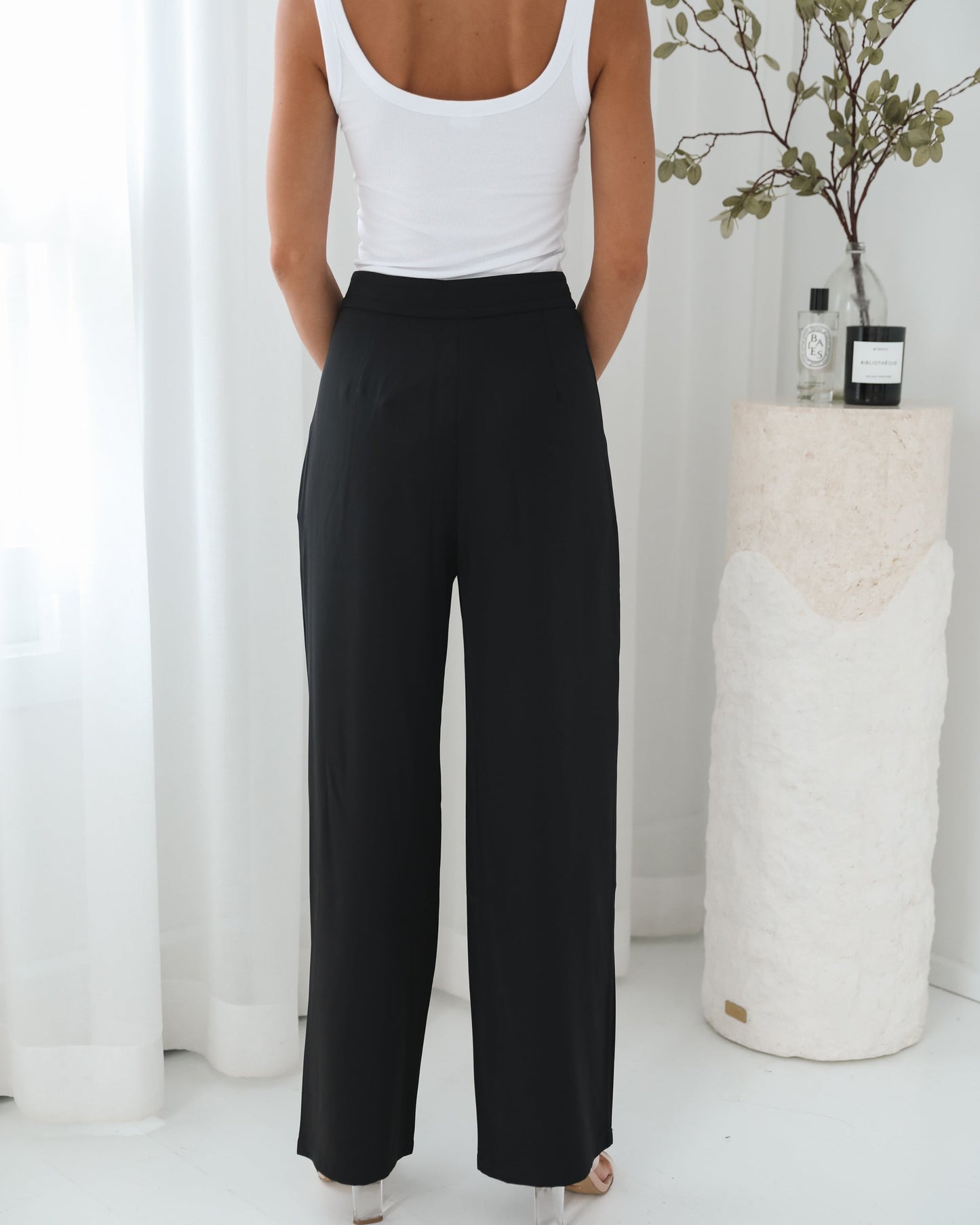 Isela Black Pants | Women's High Waisted Wide Leg Pants