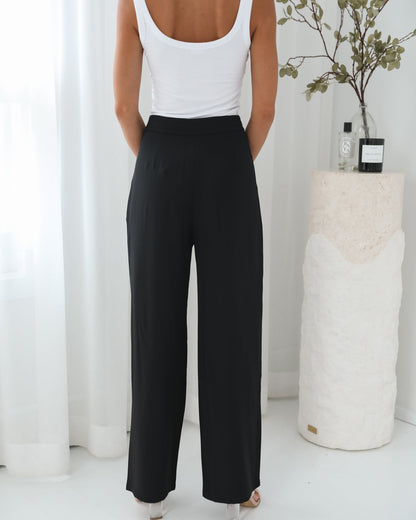 Isela Black Pants | Women's High Waisted Wide Leg Pants