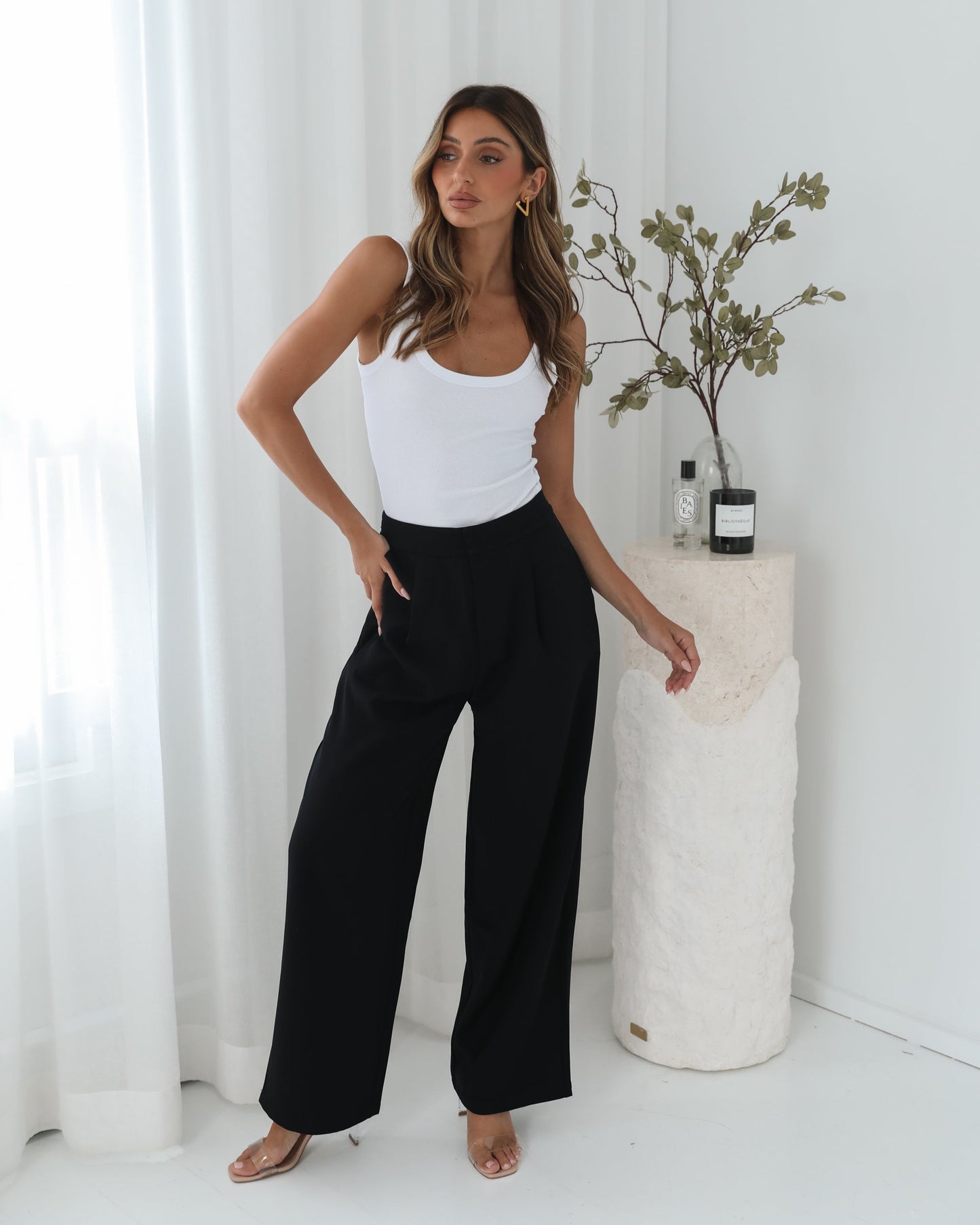 Isela Black Pants | Women's High Waisted Wide Leg Pants