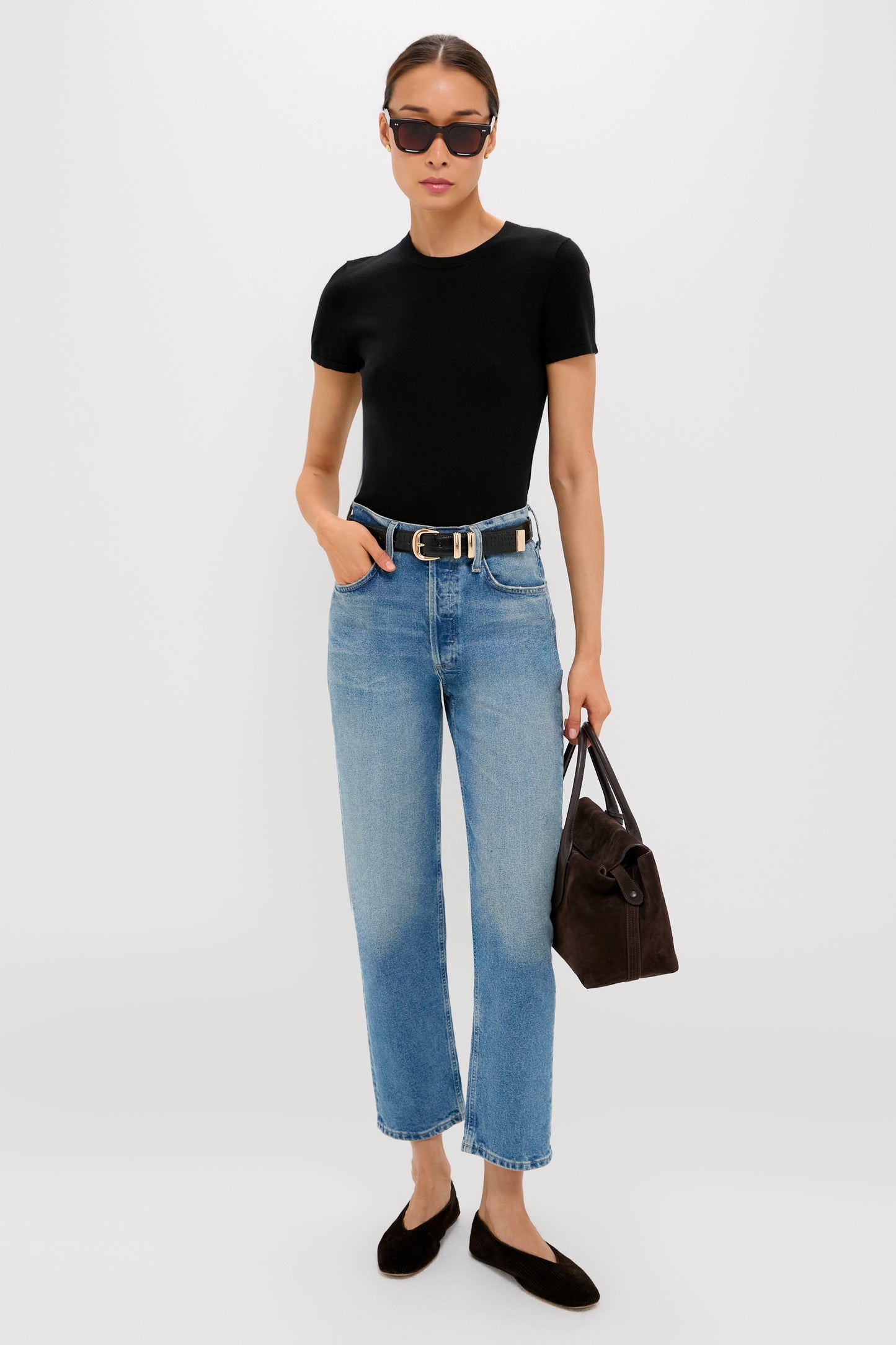 Black Cashmere Silk Katie Tee