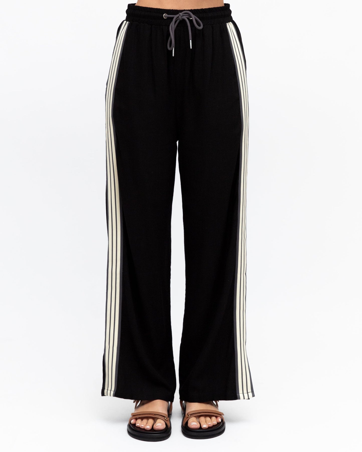 Iverie Pants - Black Multi | Women's High Waisted Wide Leg Pants