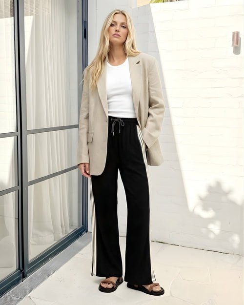 Iverie Pants - Black Multi | Women's High Waisted Wide Leg Pants