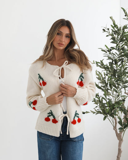 Jaya Cream Print Cardigan | Women's Knit Cardigan