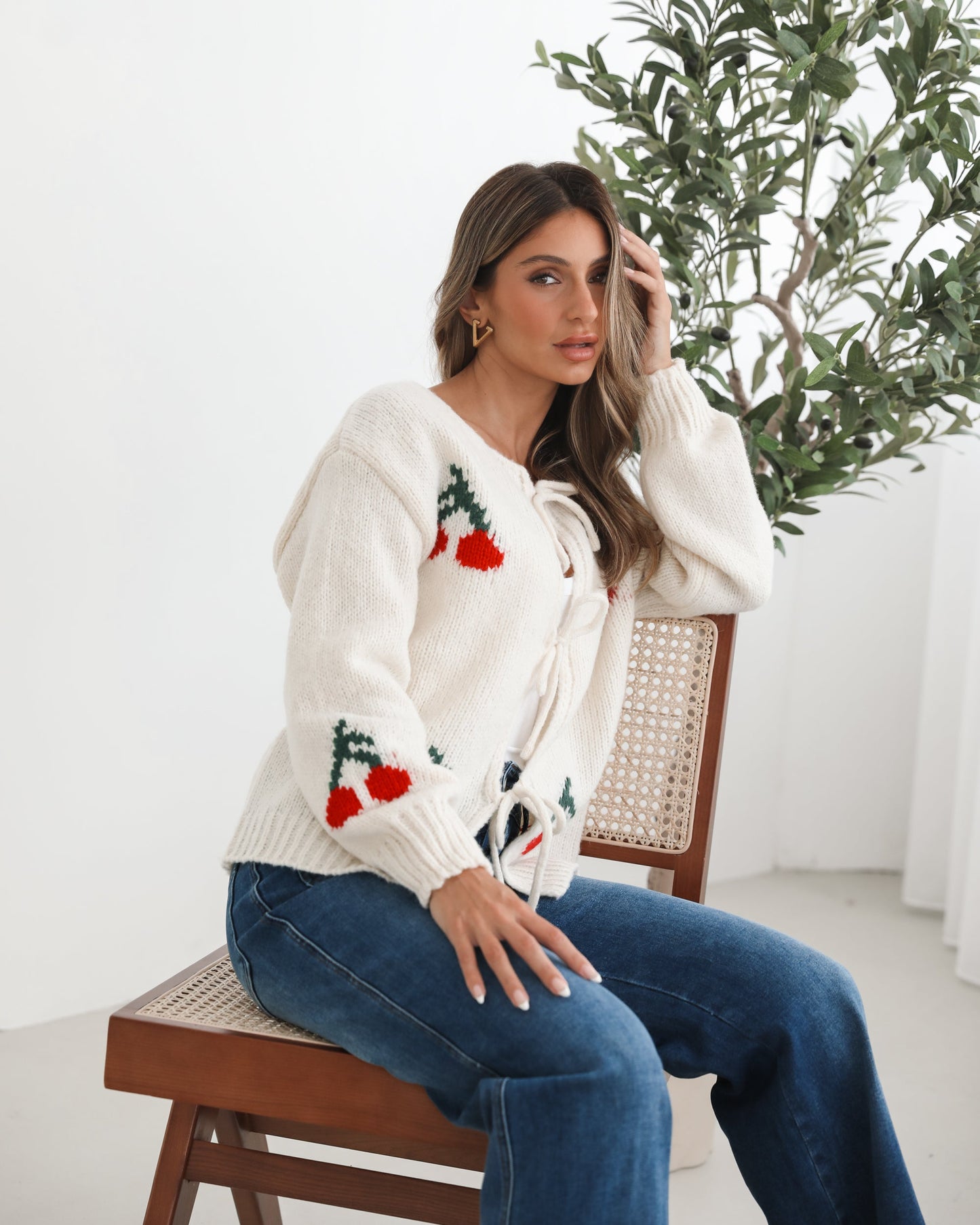 Jaya Cream Print Cardigan | Women's Knit Cardigan