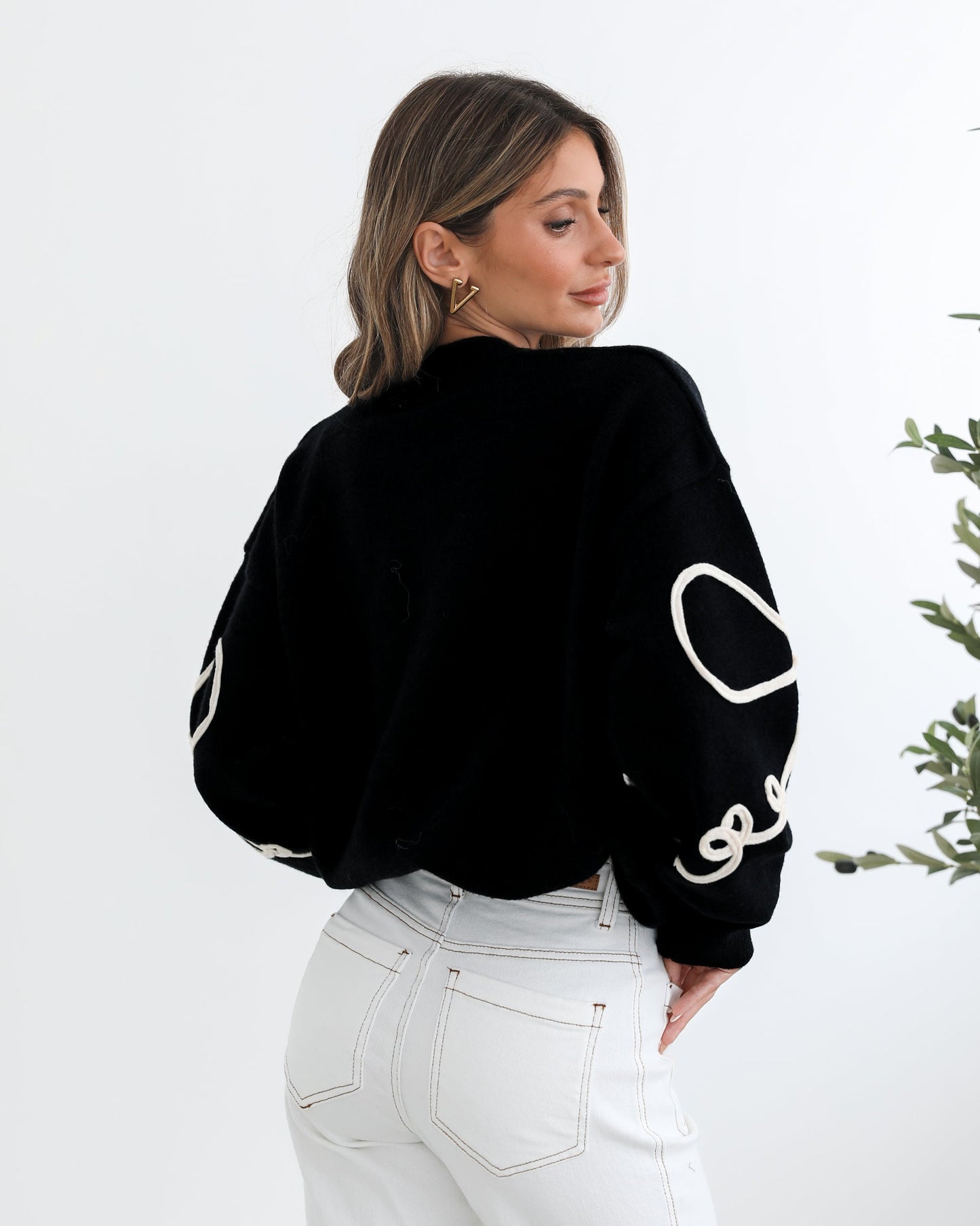 Junaelle Knit Black Multi | Women's Bow Detail Knit Jumper