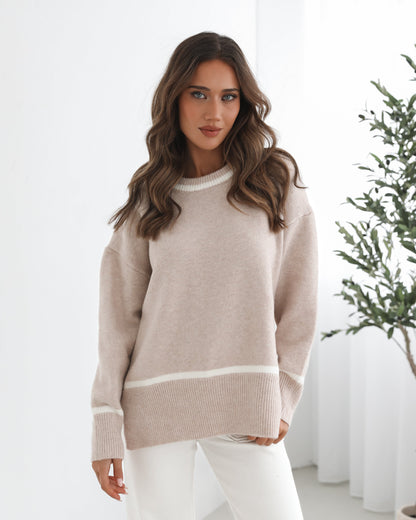 Kaliyah Knit - Beige Multi | Women's Wool Blend Jumper