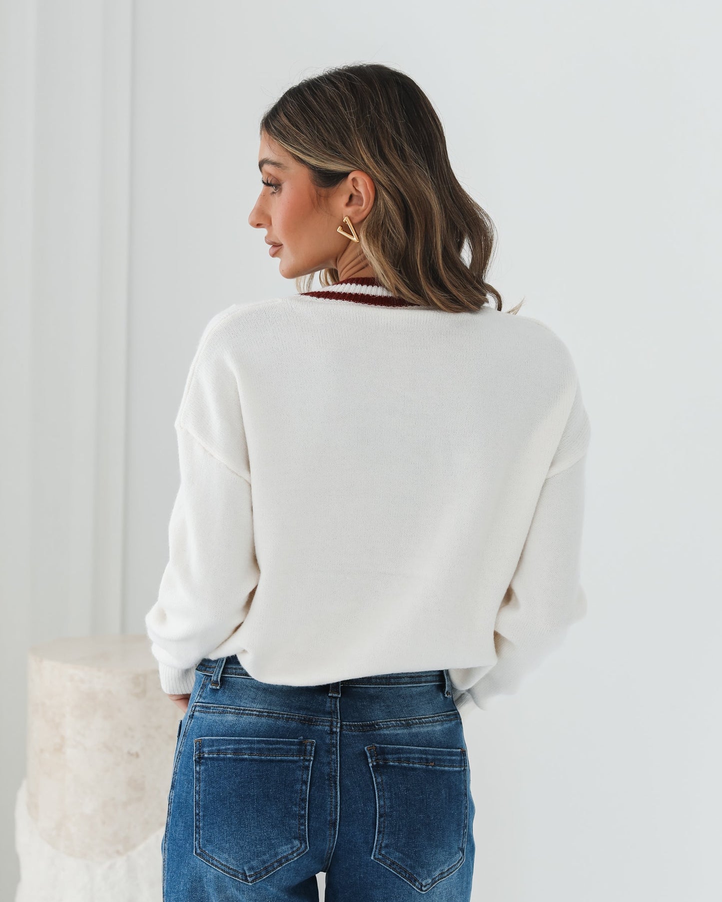 Kanoe Knit Cream Print | Women's Printed Wool Blend Jumper