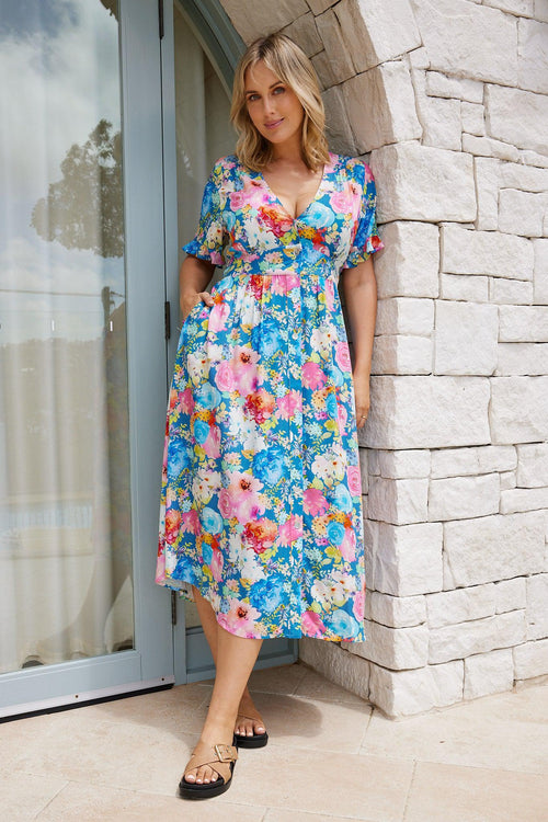 Karabelle Multi Floral Dress | Women's Floral Midi Dress