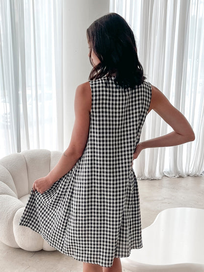 Kearah Black Gingham Dress | Women's Gingham Midi Dress