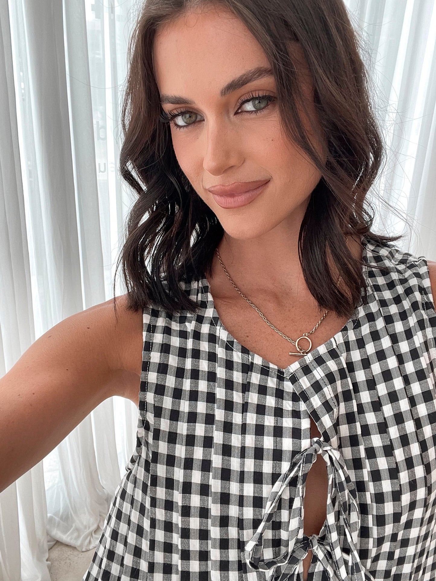 Kearah Black Gingham Dress | Women's Gingham Midi Dress