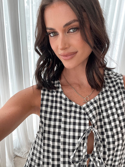 Kearah Black Gingham Dress | Women's Gingham Midi Dress