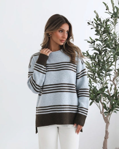Kessie Knit - Blue Stripe | Women's Striped Knit Jumper