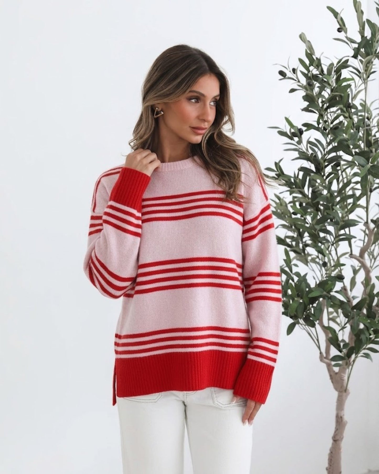 Kessie Pink Stripe Knit | Women's Striped Knit Jumper