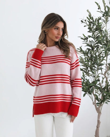 Kessie Pink Stripe Knit | Women's Striped Knit Jumper
