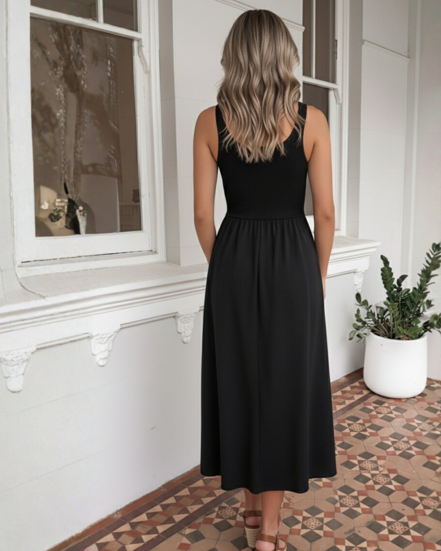 Kyline Black Dress | Women's Shirred Midi Dress