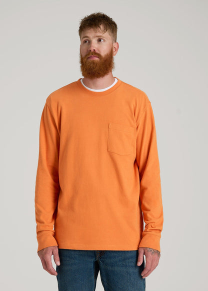 LJ&S Long Sleeve Workwear Pocket Tee for Tall Men in Marmalade