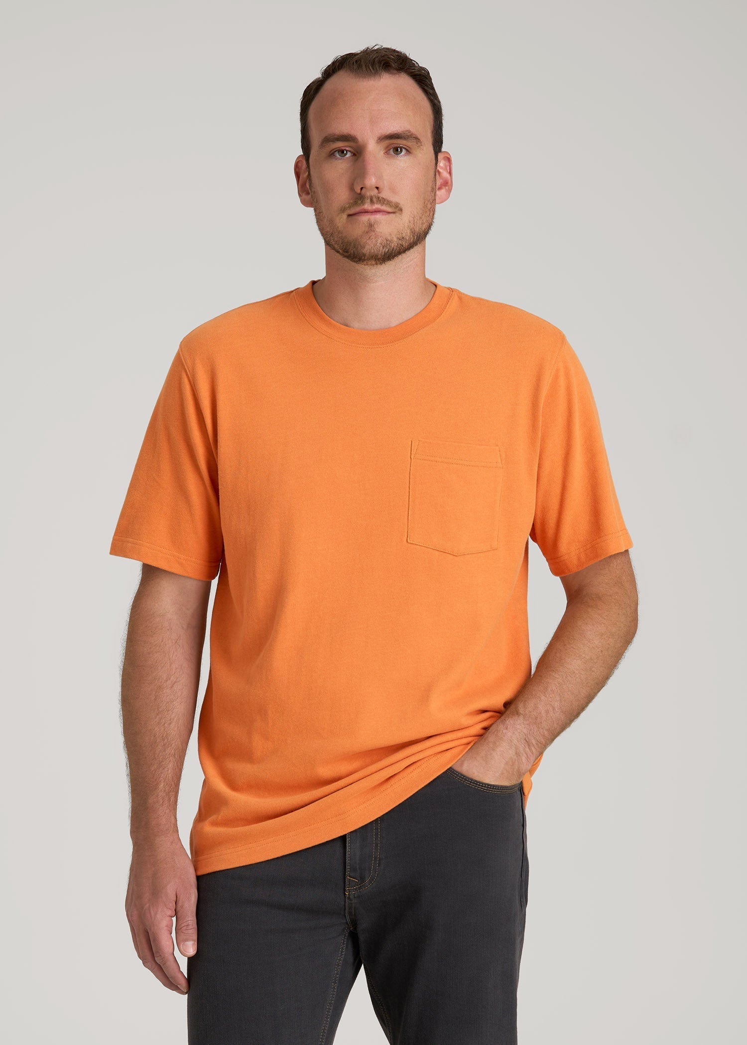 LJ&S Workwear Pocket T-Shirt for Tall Men in Marmalade