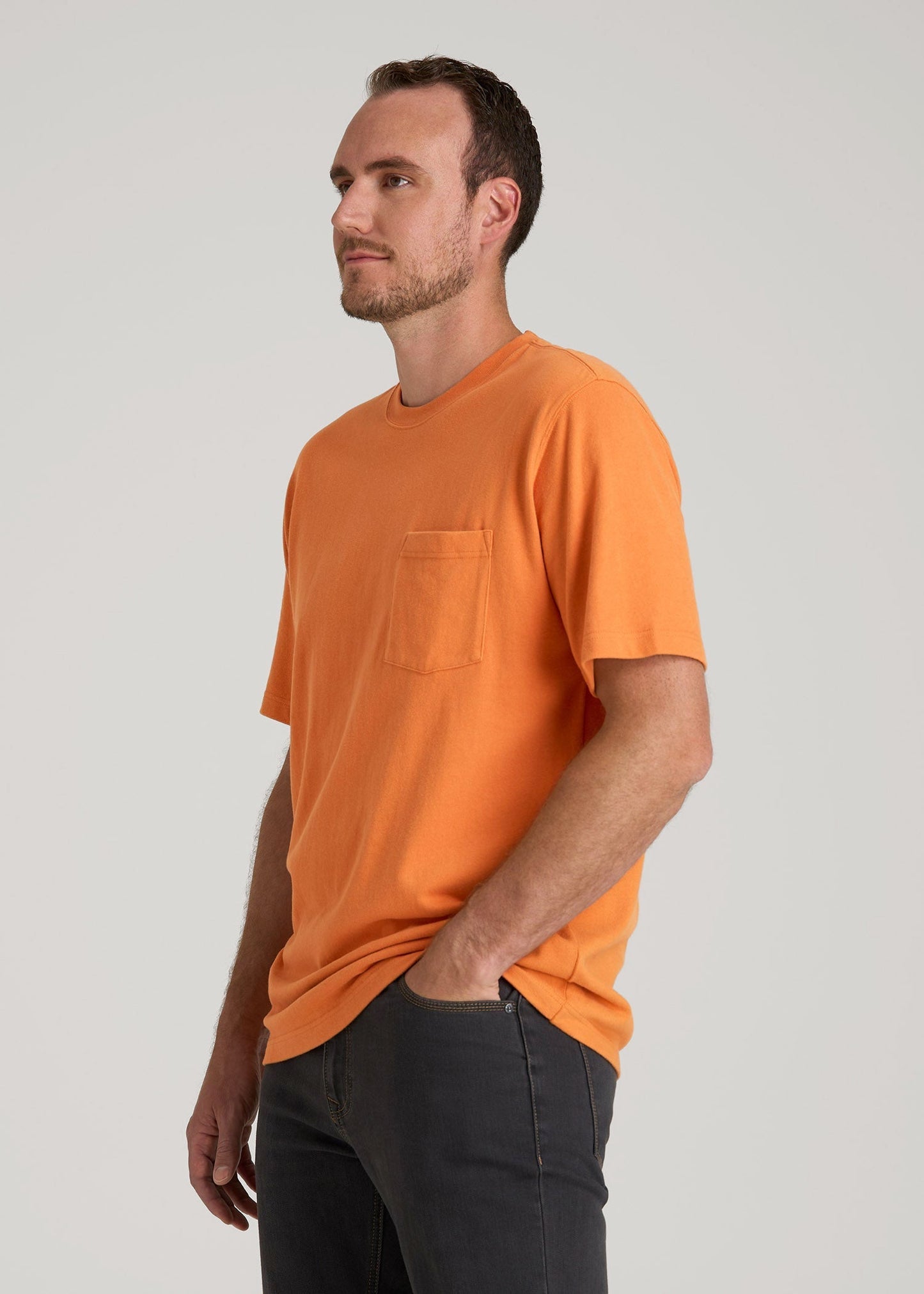 LJ&S Workwear Pocket T-Shirt for Tall Men in Marmalade