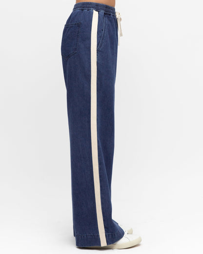 Zanea Blue Stripe Jeans | Women's High Waisted Wide Leg Jeans