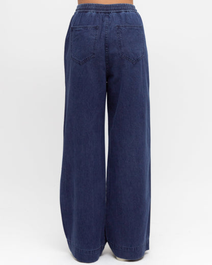 Zanea Blue Stripe Jeans | Women's High Waisted Wide Leg Jeans