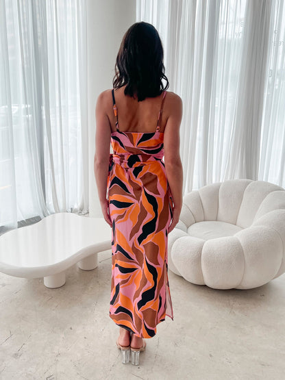 Laguna Dress - Pink Abstract | Women's Printed Midi Dress