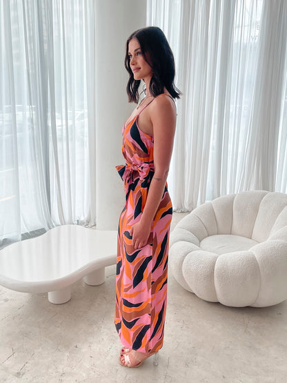 Laguna Dress - Pink Abstract | Women's Printed Midi Dress