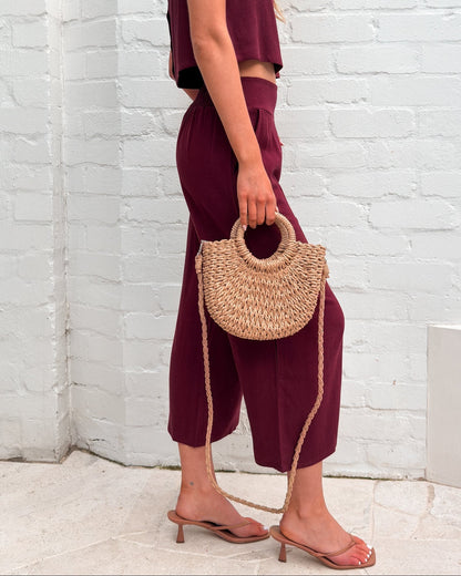 Lighthouse Bordeaux Linen Pants | Women's Wide Leg Linen Pants