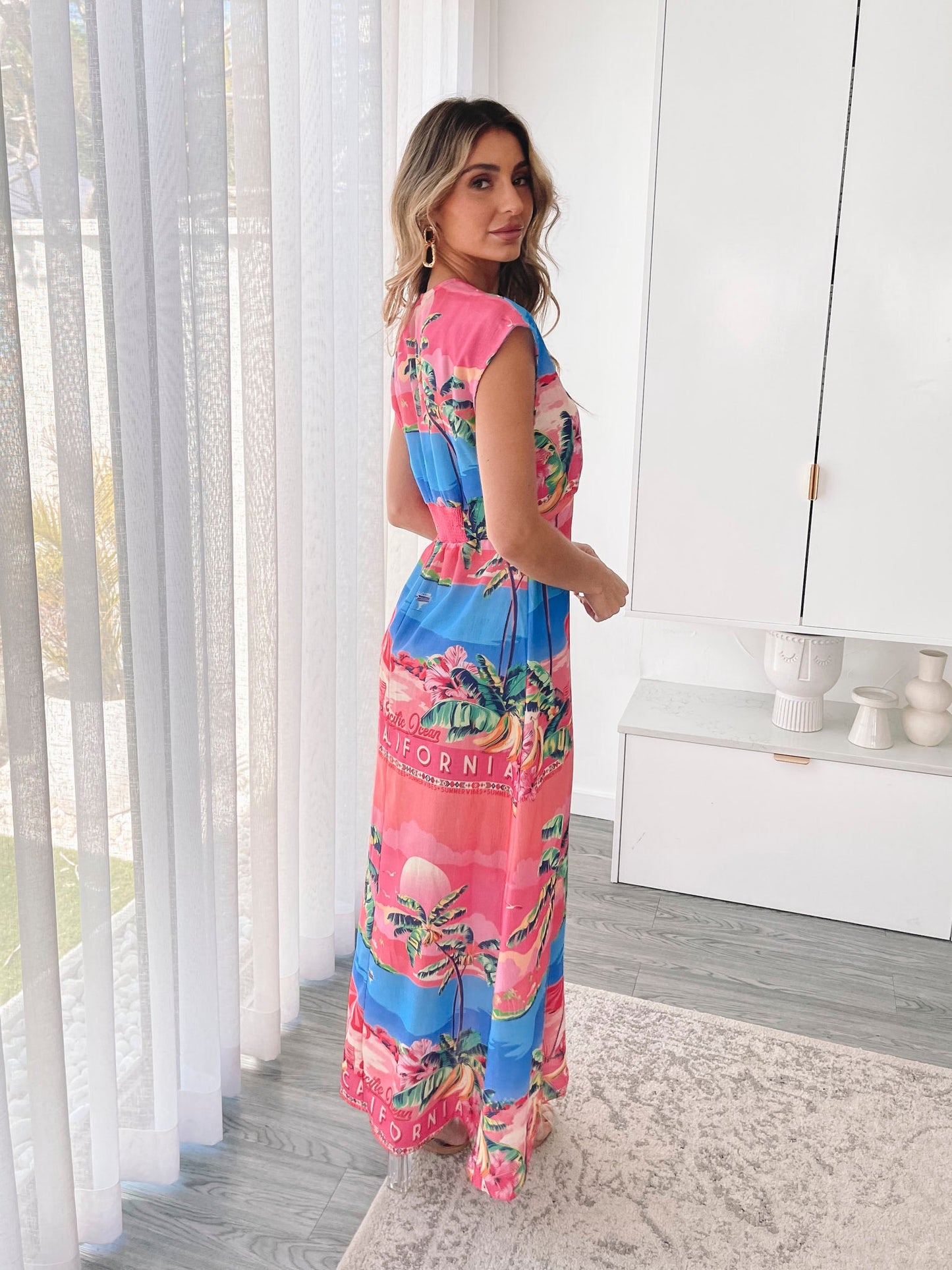 Lilibeth Pink Print Dress | Women's Tropical Maxi Dress