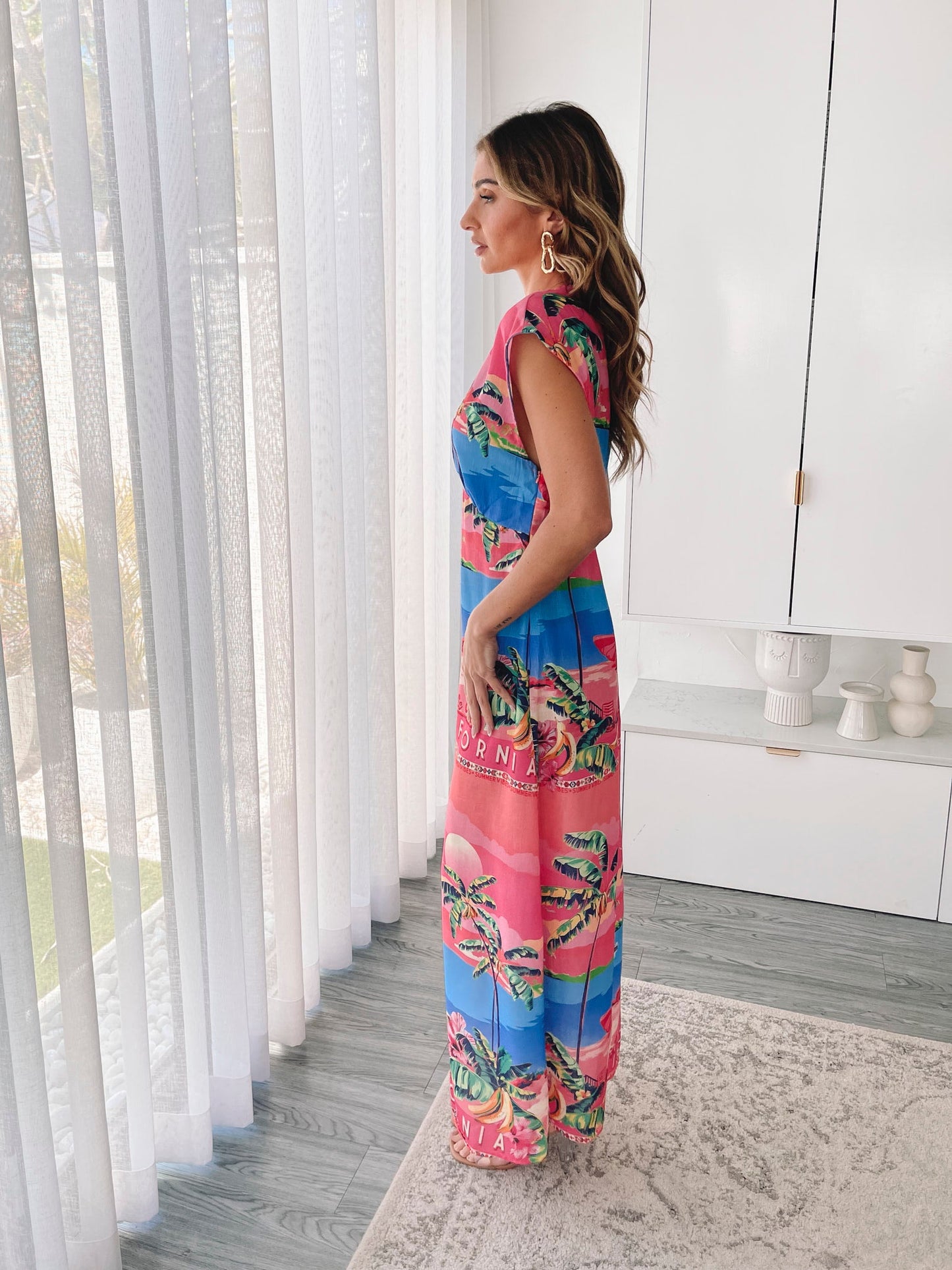 Lilibeth Pink Print Dress | Women's Tropical Maxi Dress