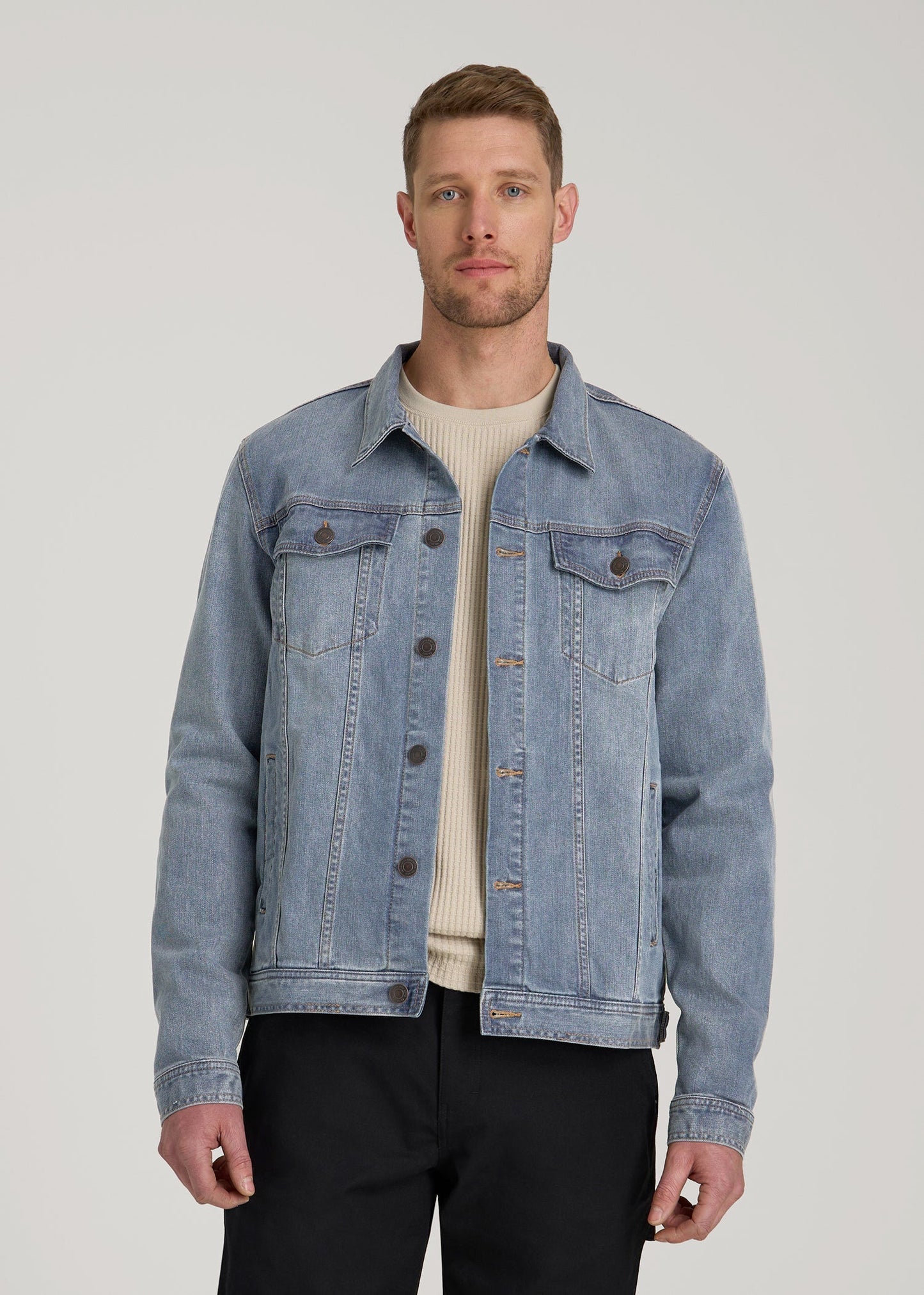 LJ&S Denim Jacket for Tall Men in Medium Blue