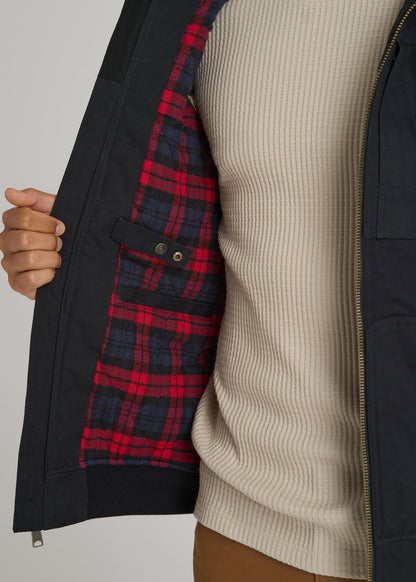 LJ&S Flannel-Lined Canvas Work Vest for Tall Men in Black