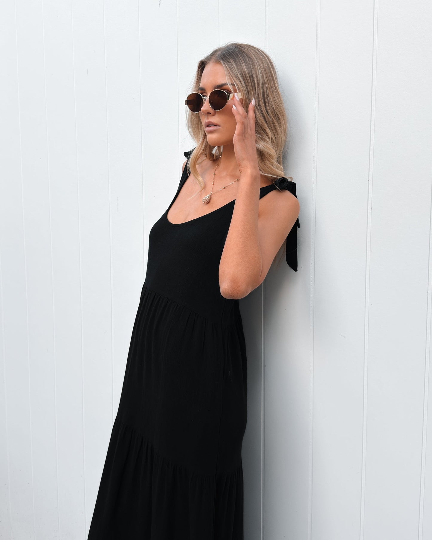 Lydia Dress - Black | Women's Linen Midi Dress
