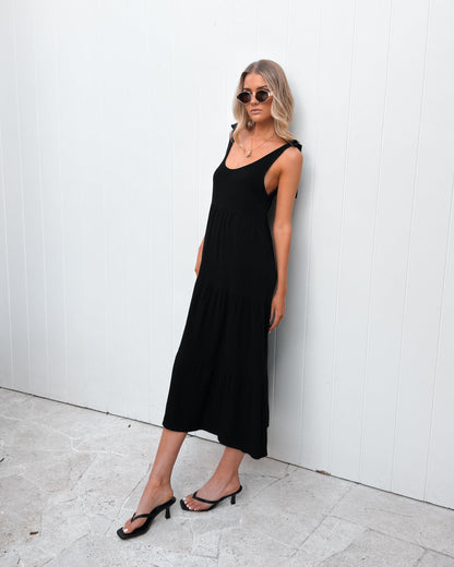 Lydia Dress - Black | Women's Linen Midi Dress