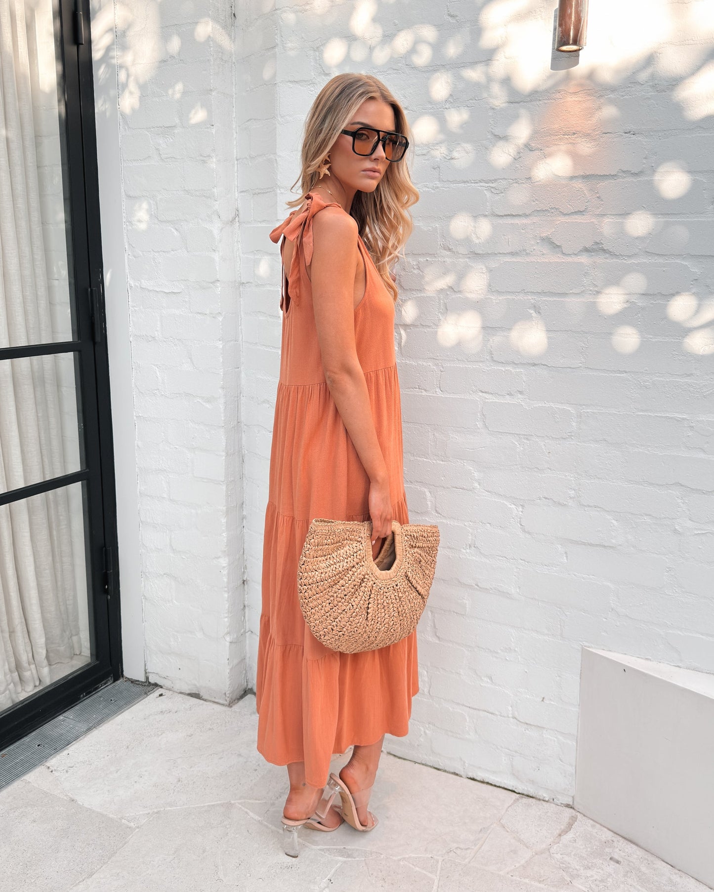 Lydia Dress Rust | Women's Linen Midi Dress