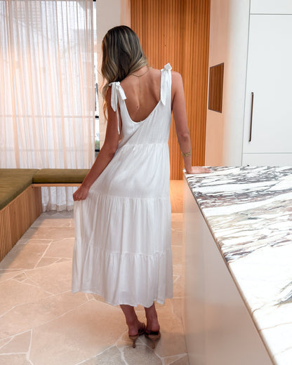 Lydia Dress - White | Women's Linen Midi Dress