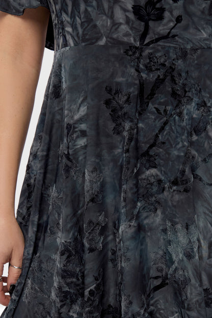 Midnight Vale Short Sleeve Midi Dress