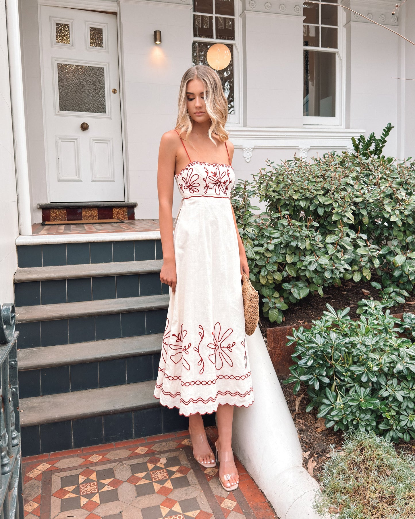 Marietta White Print Dress | Women's Printed Midi Dress