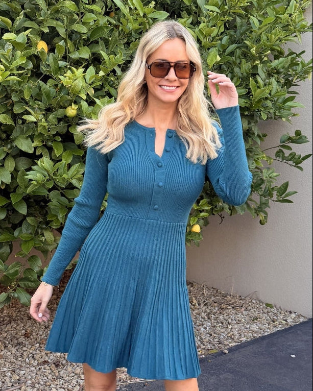 Marifi Deep Green Knit Dress | Women's Knit Midi Dress