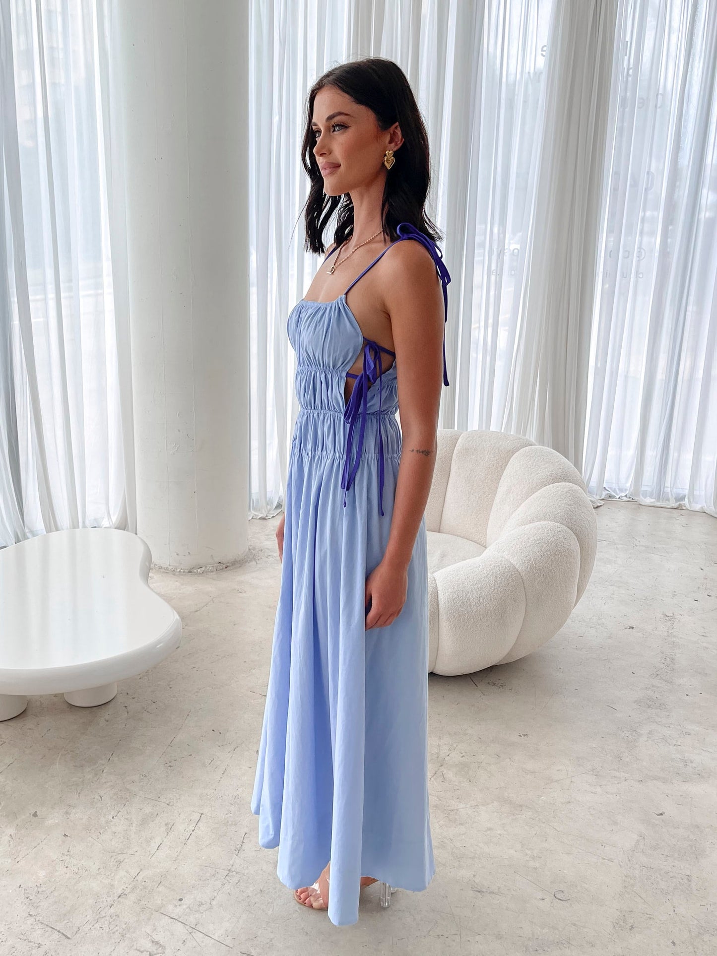 Marzeline Blue Multi Dress | Women's A-Line Maxi Dress