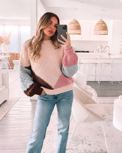Maxence Knit - Pink Multi | Women's Colour Block Knit Jumper