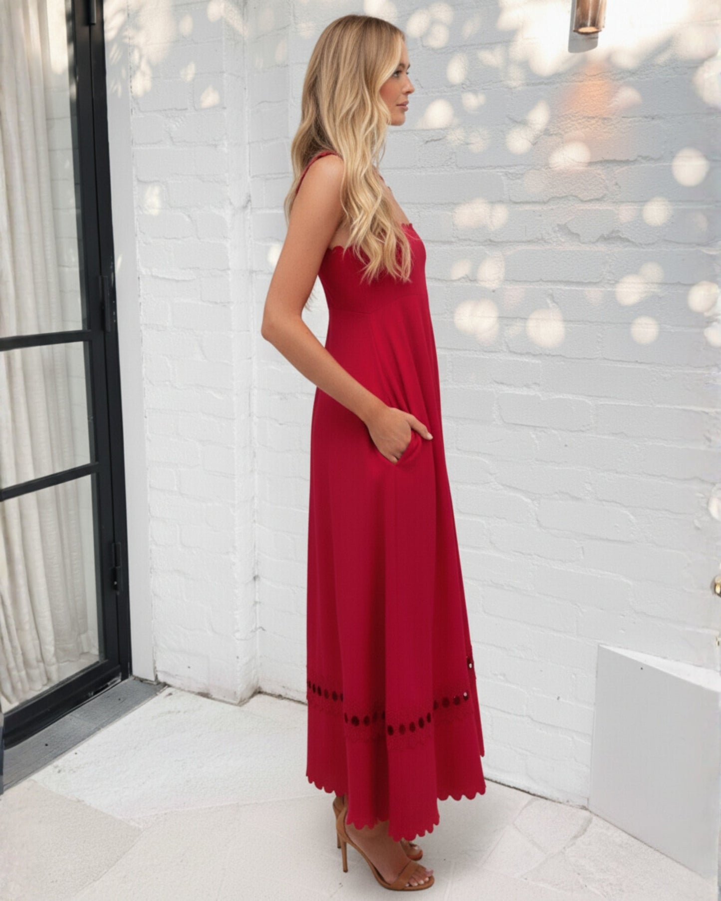 Meissy Red Dress | Women's Linen Blend Maxi Dress