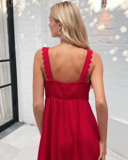 Meissy Red Dress | Women's Linen Blend Maxi Dress