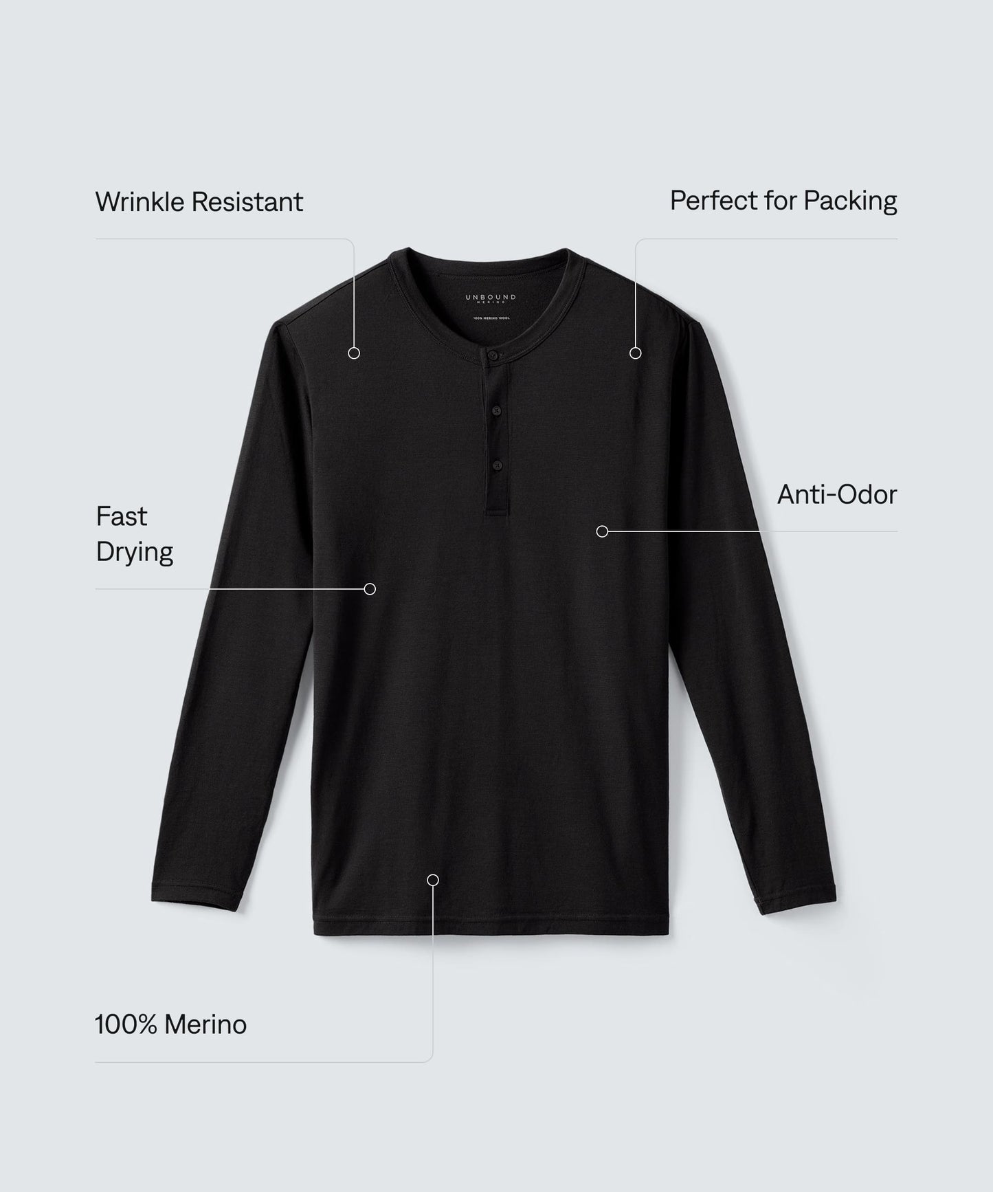 Men's Long Sleeve Merino Henley