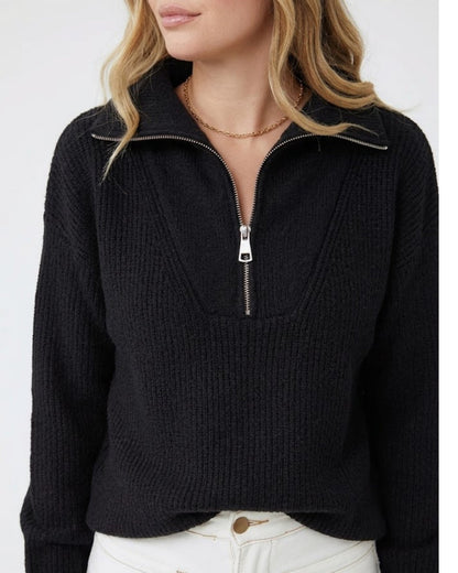 Merete Knit - Black | Women's High Collar Knit Jumper