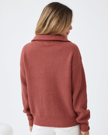 Merete Knit - Brick | Women's High Collar Knit Jumper