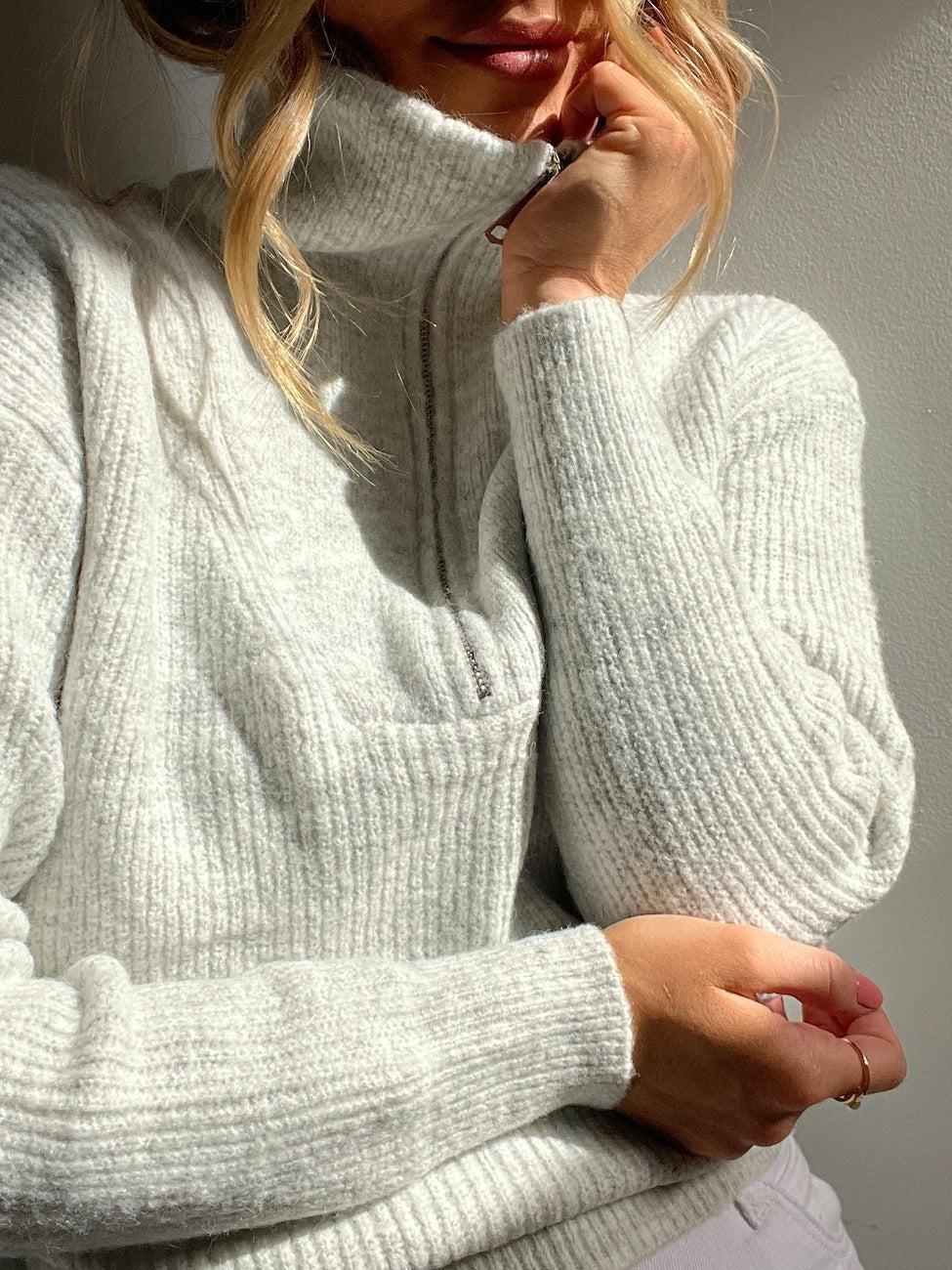 Merete Knit Grey | Women's High Collar Knit Jumper