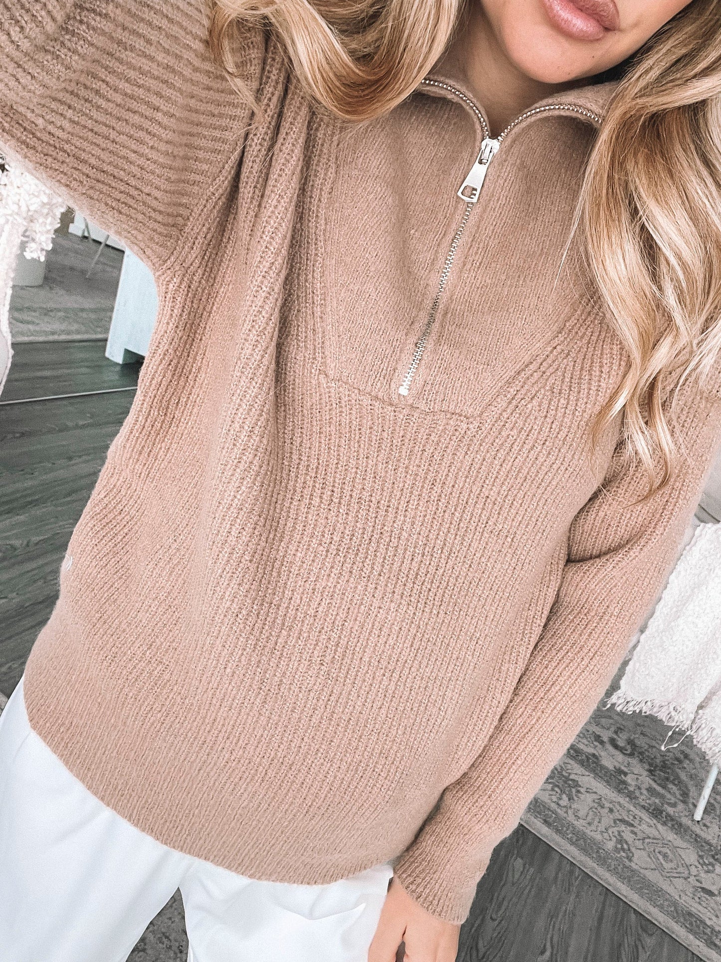 Merete Knit Mocha | Women's High Collar Knit Jumper