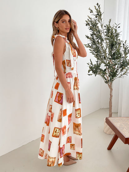 Miriah White Print Dress | Women's Printed Maxi Dress