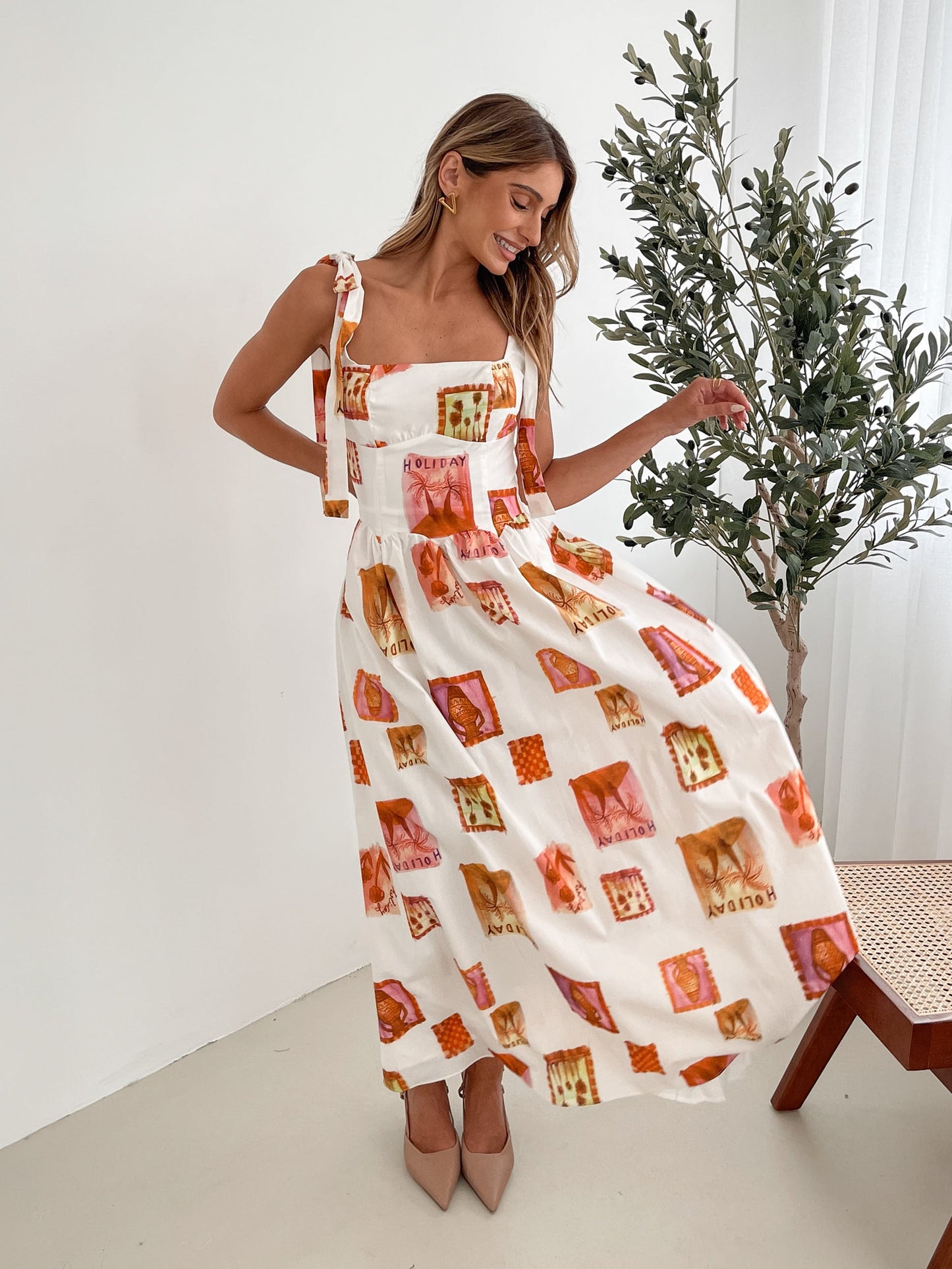 Miriah White Print Dress | Women's Printed Maxi Dress