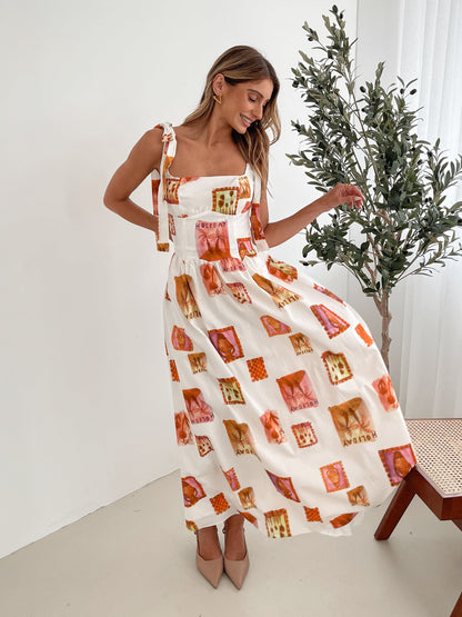 Miriah White Print Dress | Women's Printed Maxi Dress